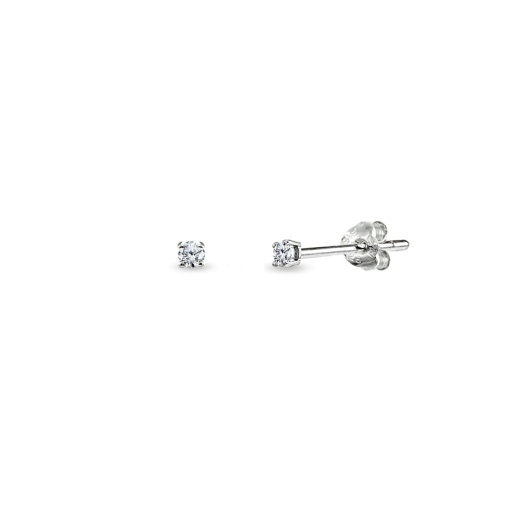 Sterling Silver Cubic Zirconia 2Mm Round Stud Earrings - Silverspeck