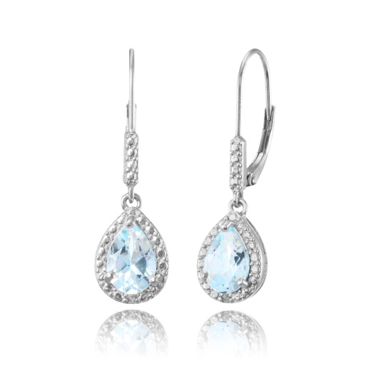 Sterling Silver Blue Topaz Teardrop Dangle Leverback Earrings