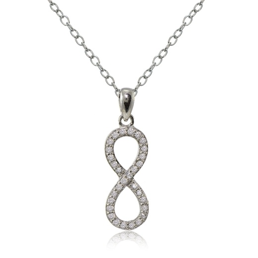 Sterling Silver Cubic Zirconia Infinity Necklace