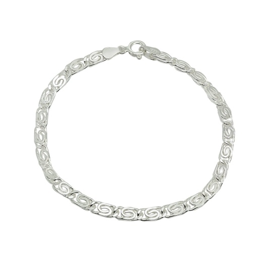 Sterling Silver Italian Snail Scroll Swirl Link Chain Bracelet, 7 Inches