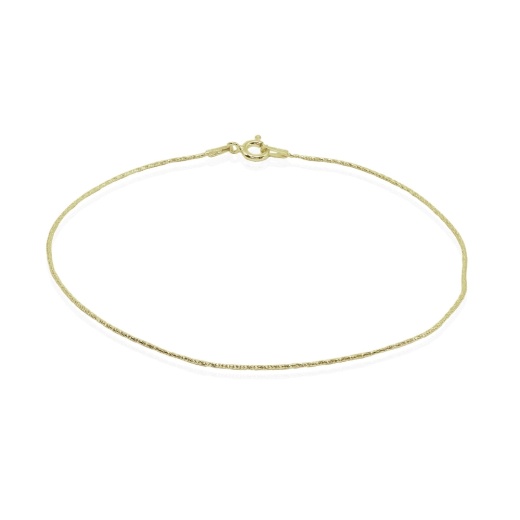 Yellow Gold Flashed Sterling Silver Italian .75Mm Diamond-Cut Snake Chain Anklet, 9Mm