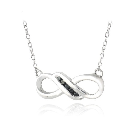 Sterling Silver Black Diamond Infinity Twist Necklace
