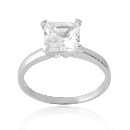 Sterling Silver 2Ct Princess Cut Cz Bridal Engagement Ring