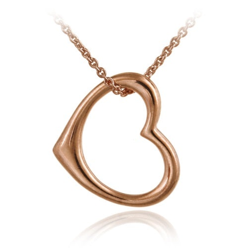 18K Rose Gold Over Sterling Silver Designer-Inspired Open Floating Heart Pendant