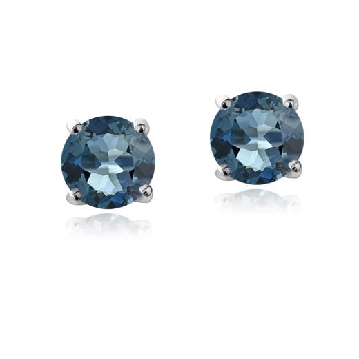 Sterling Silver 5/8Ct London Blue Topaz Stud Earrings, 4 Mm