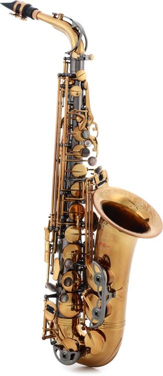 Growling Sax Origin Series Professional Alto Saxophone - Black Nickel Body With Brown Gold Keys