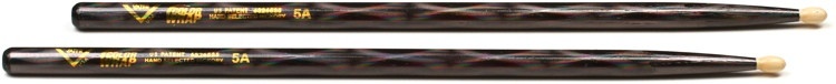 Vater Color Wrap Hickory Drumsticks - 5A - Wood Tip - Black Optic