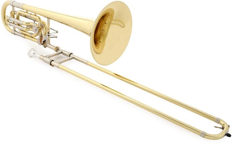 Bach 50B2 Stradivarius Professional Bass Trombone - Clear Lacquer With Yellow Brass Bell