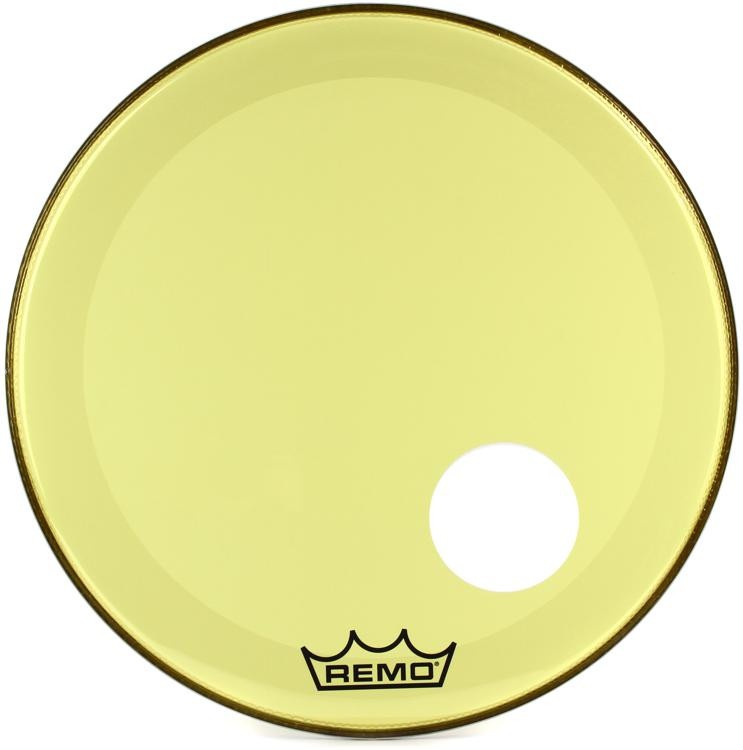 Remo Powerstroke P3 Colortone Yellow Bass Drumhead - 24 Inch - With Port Hole