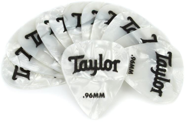 Taylor Celluloid 351 Guitar Picks 12-Pack - White Pearl .96Mm