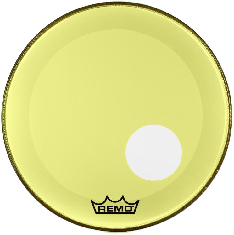 Remo Powerstroke P3 Colortone Yellow Bass Drumhead - 20 Inch - With Port Hole