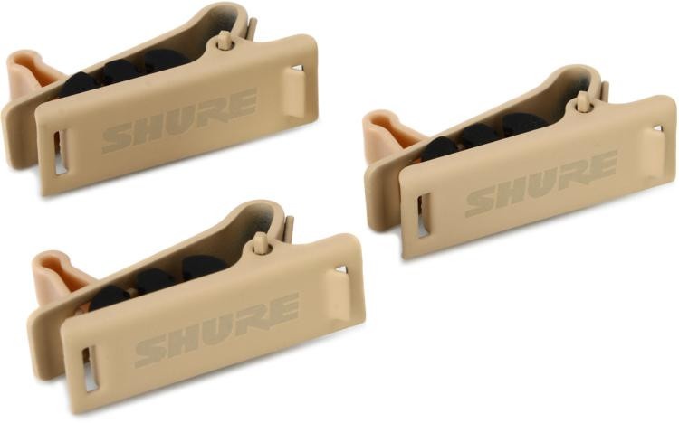 Shure Rpm40stc/T Single Tie Clip For Twinplex Series Microphones - Tan (3 Pack)