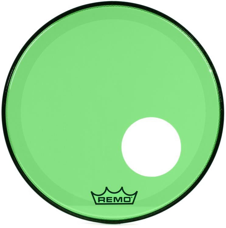 Remo Powerstroke P3 Colortone Green Bass Drumhead - 18 Inch - With Port Hole