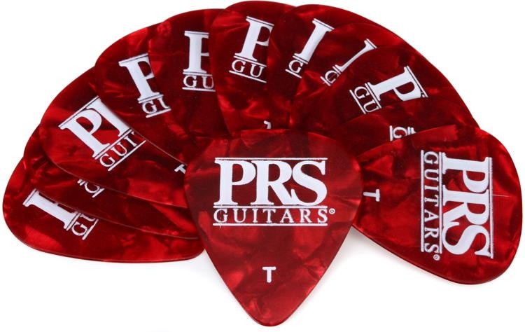 Prs Red Tortoise Celluloid Guitar Picks - Thin 12-Pack