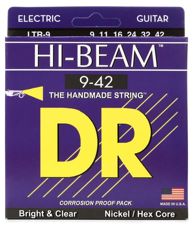 Dr Strings Ltr-9 Hi-Beam Nickel Plated Electric Strings - .009-.042 Light