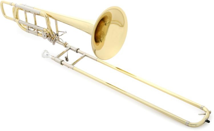 Bach 50B3o Stradivarius Professional Bass Trombone - Clear Lacquer With Yellow Brass Bell