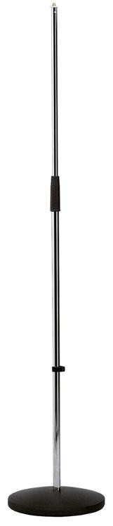 K&M 26010 Straight Microphone Stand With Flat Round Base - Chrome