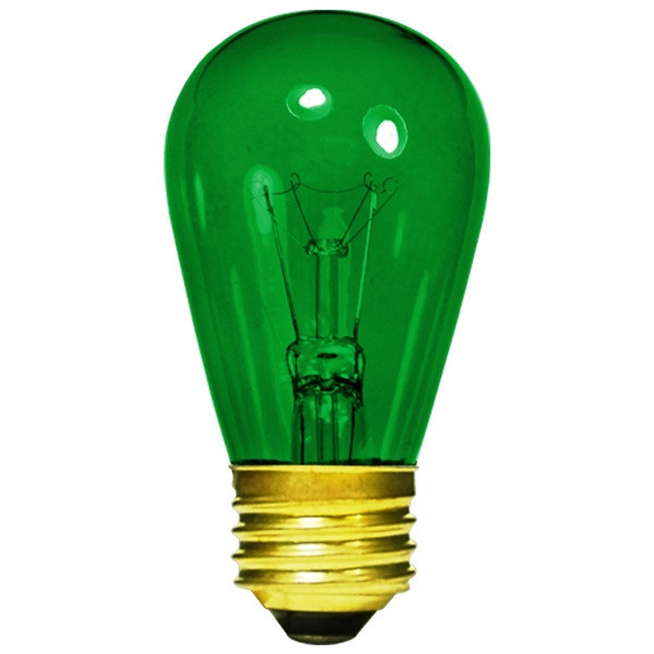 11 Watt - S14 Light Bulb - Transparent Green