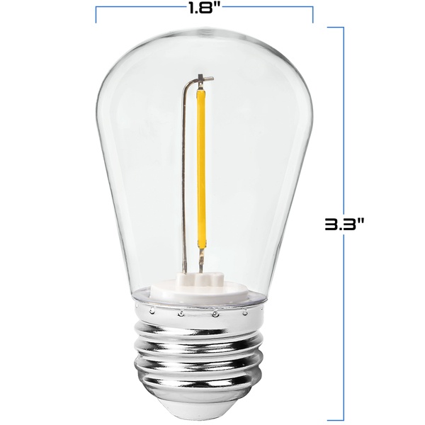 Shatter Resistant - 120 Lumens - 2 Watt - 2700 Kelvin - Led S14 Bulb