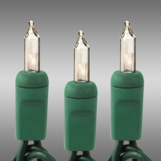 8 Ft. Incandescent Mini Light String with 20 Clear Bulbs on Green Wire