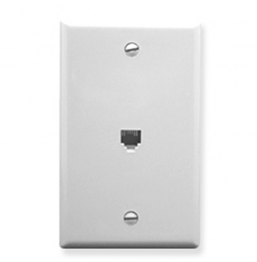 ICC Voice 6P6C White Wall Plate - 1 Port Single Gang Wall Plate