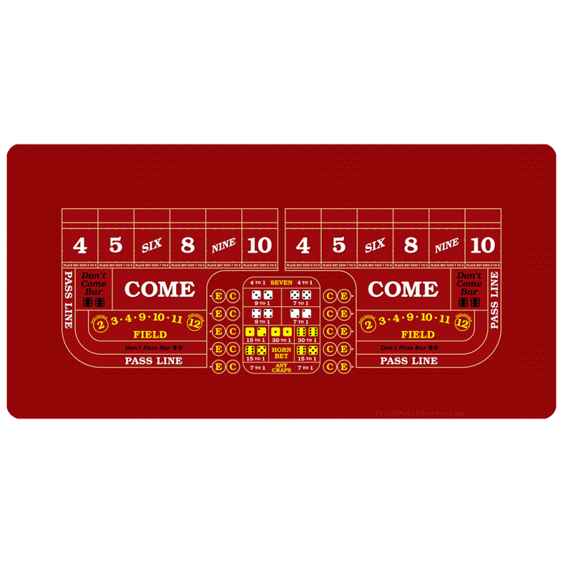Red Craps Table Top Rollout Mat