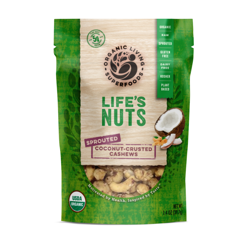Organic Raw Sprouted Coconut-Crusted Cashews