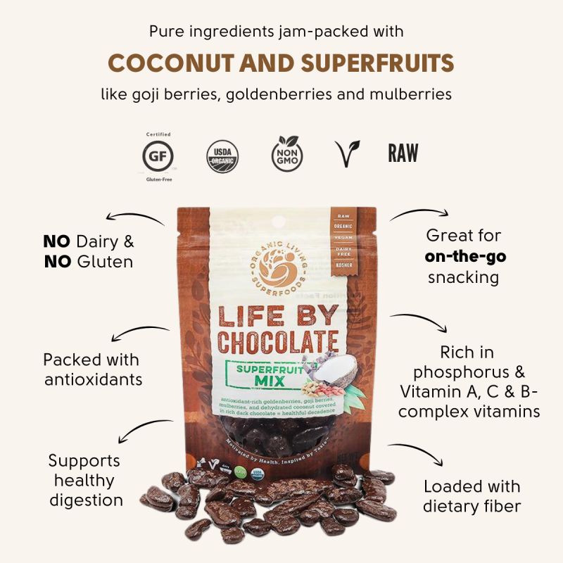 Organic Raw Dark Chocolate Covered Superfruit Mix