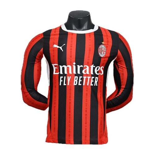 2024-2025 Ac Milan Home Player Version Long Sleeve Soccer Jersey