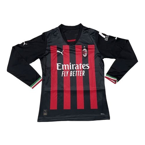 2022-2023 AC Milan Home Long Sleeve Soccer Jersey