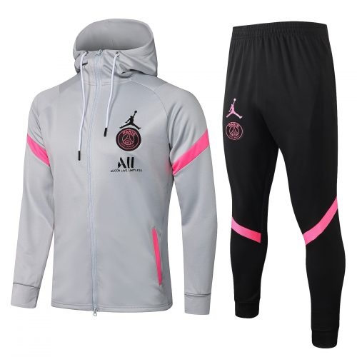2021-2022 PSG Hoodie Jacket + Pants Training Suit Grey