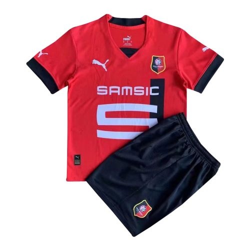 Kids 2022-2023 Stade Rennais Home Soccer Kit, Size: 28