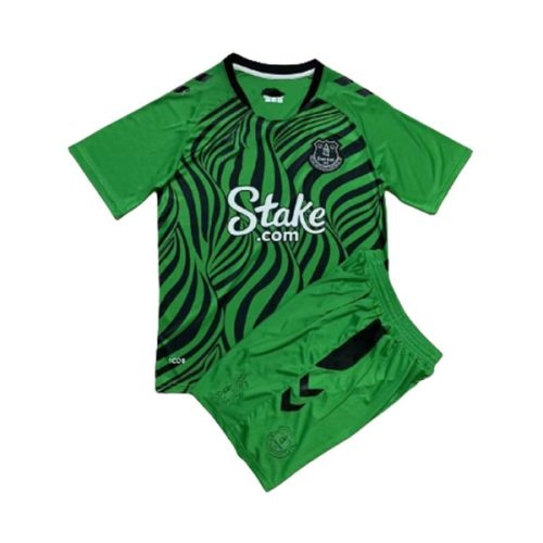 Kids 2022-2023 Everton Goalkeeper Green Soccer Kit, Size: 28