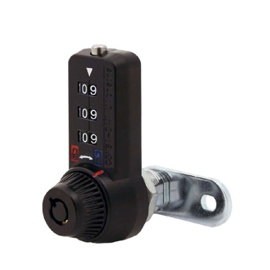 Olympus Lock 7440L-Blk-K168 Black 1-1/8" Combi-Cam 3-Dial Combination Cam Lock with Key Override