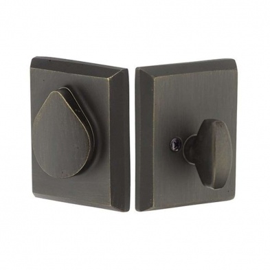 Emtek 8377-TWB-238 Rustic Modern Rectangular Sandcast Bronze with Flap Deadbolt