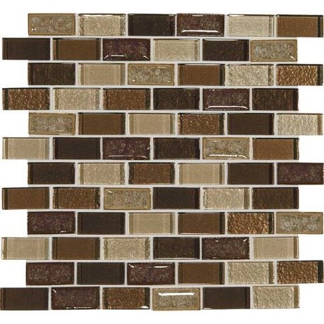 Crystal Shores Copper Coast Glass Mosaic - 1" X 2" Brick - Glossy
