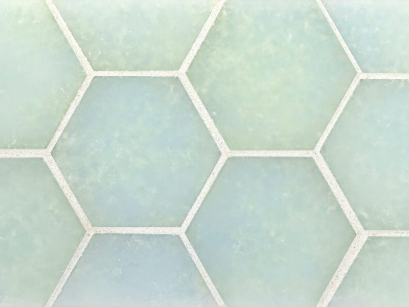 Liquid Tahoe Glass Mosaic - Large Hexagon - Frosted