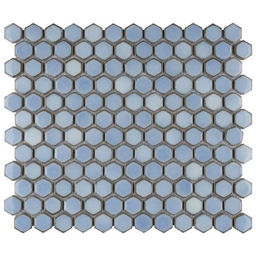 Hudson Frost Blue Porcelain Mosaic - Hexagon - Glossy