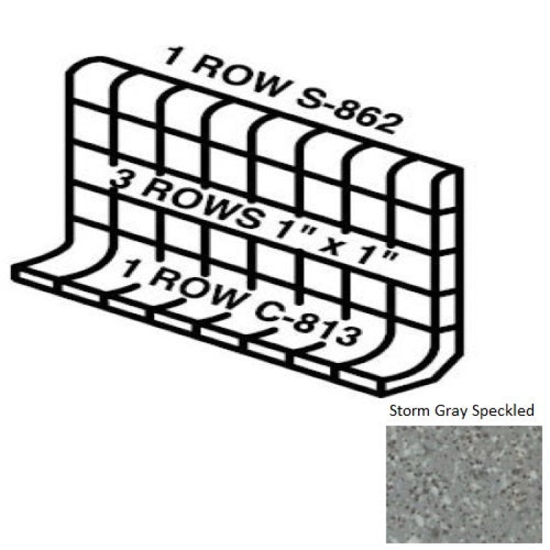 Unglazed Mosaics Storm Gray Speckled Porcelain Wall Trim - 5" X 12" Built Up Base (Mt5g) - Unglazed