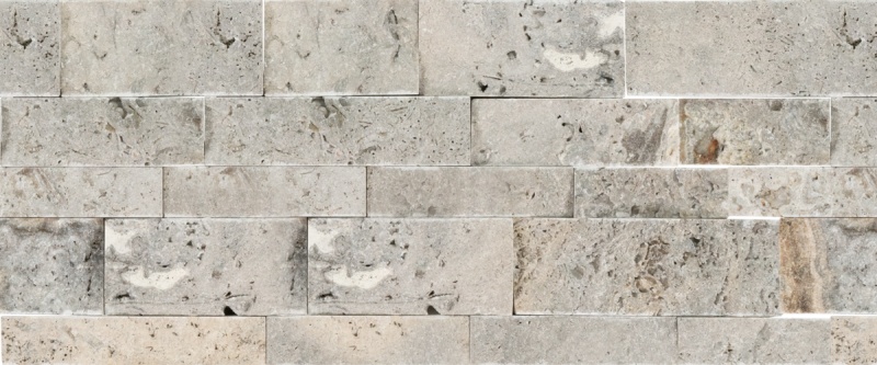 Nordic Silver Panel Travertine Mosaic - 7" X 12" - Split Face
