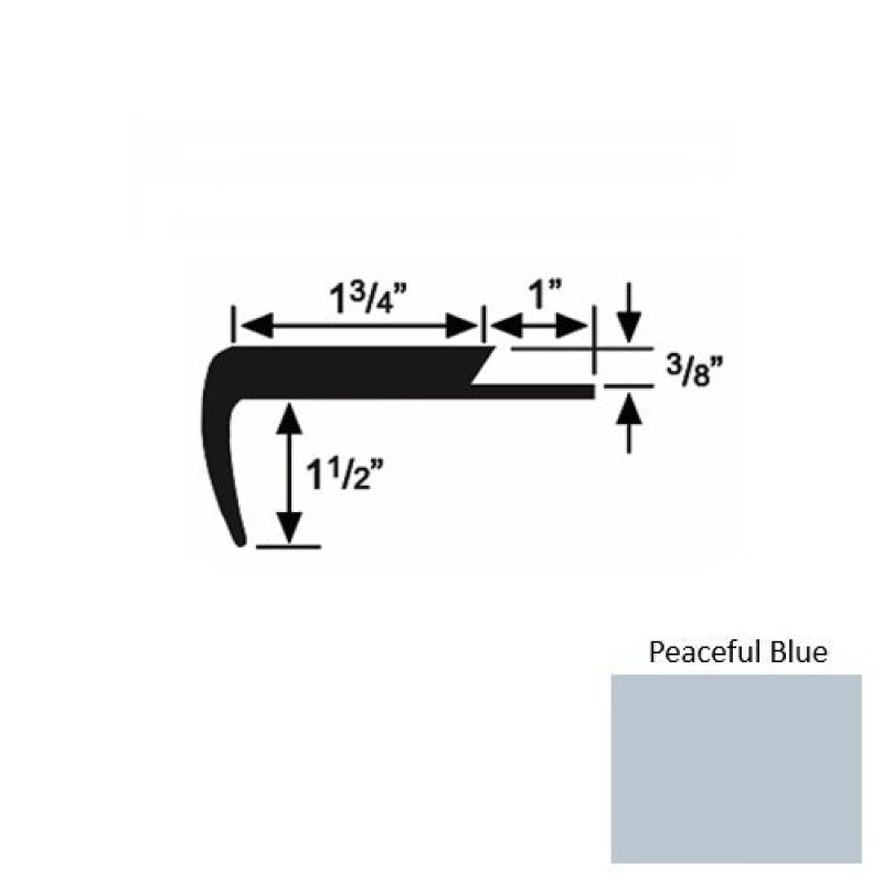Solid 11 Peaceful Blue Rubber Single Flange Carpet Stair Nosing