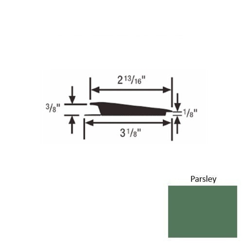Solid 67 Parsley Rubber Rolling Traffic Transition - 3 1/8" X 9 Ft (108") X 3/8" - 1/8"