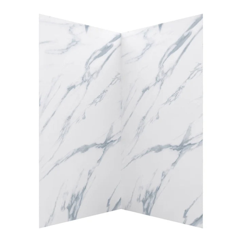 Jetcoat Core Carrara White 2 Piece Glue Up Composite Shower Wall - 42" X 42" X 78" - Carrara White