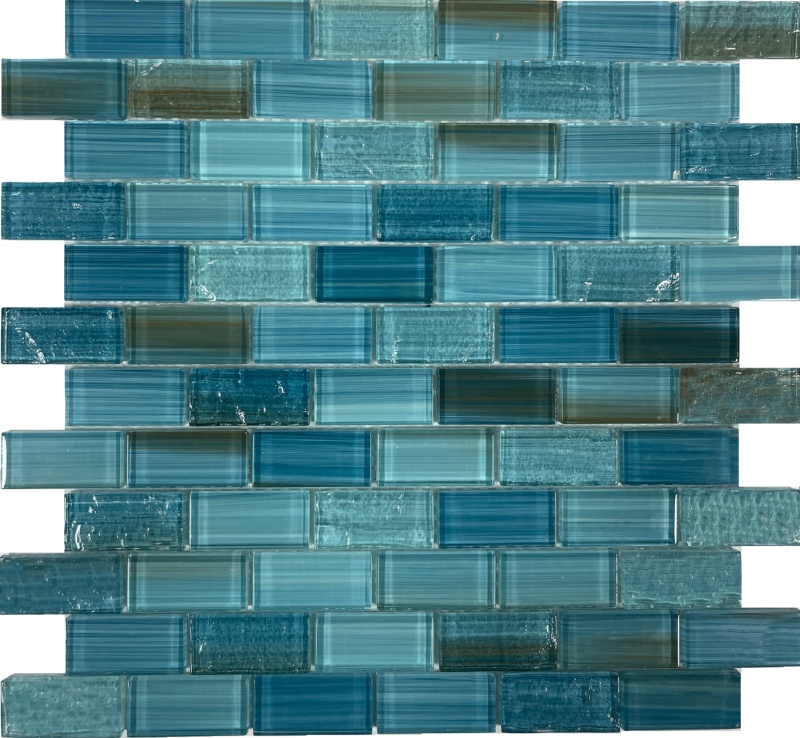 Caribbean Currents Glass Mosaic - 1" X 2" - Polished