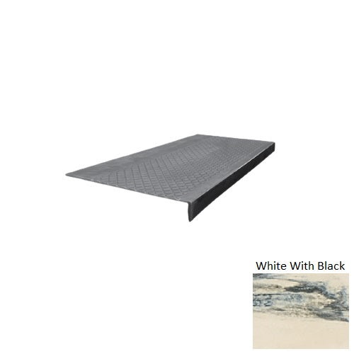 Evolving Styles Creative Elements White with Black Type 600 Distinct Designs Rubber Stair Tread, 12" x 72", Diamond Pro…