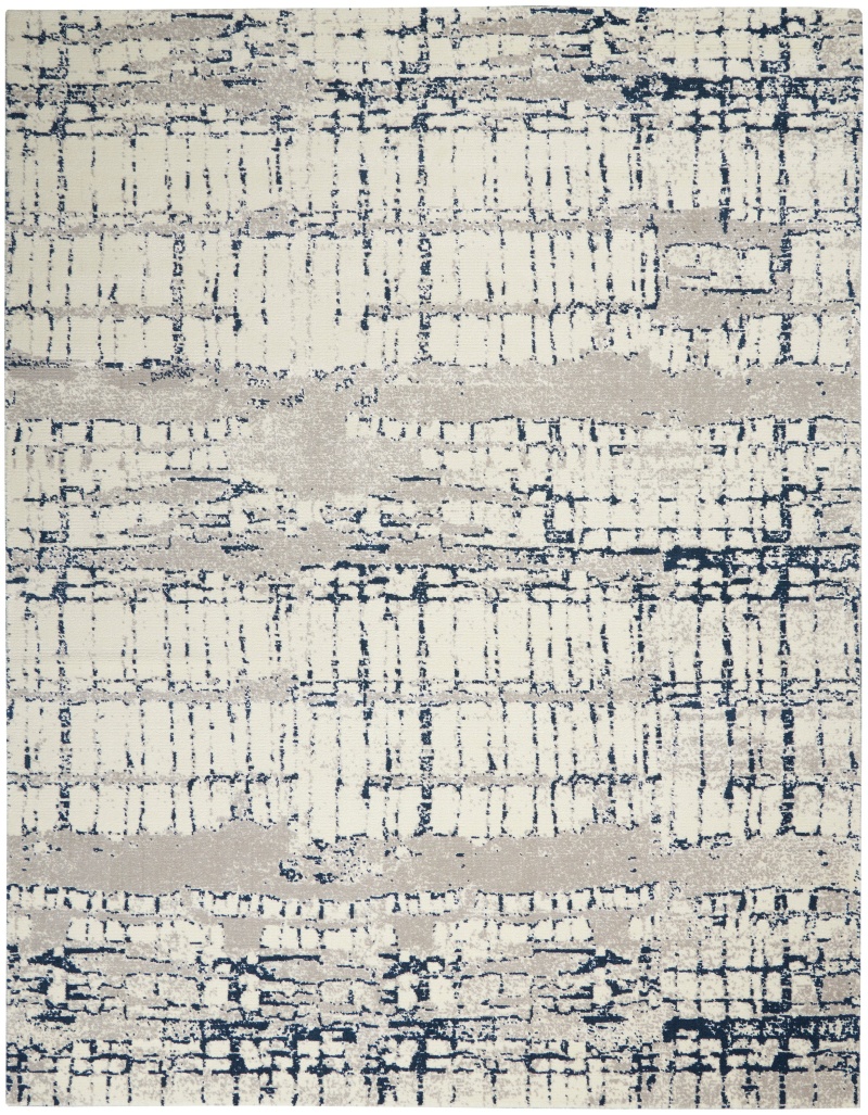 Twilight Ivory / Navy Wool Blend Modern Area Rug