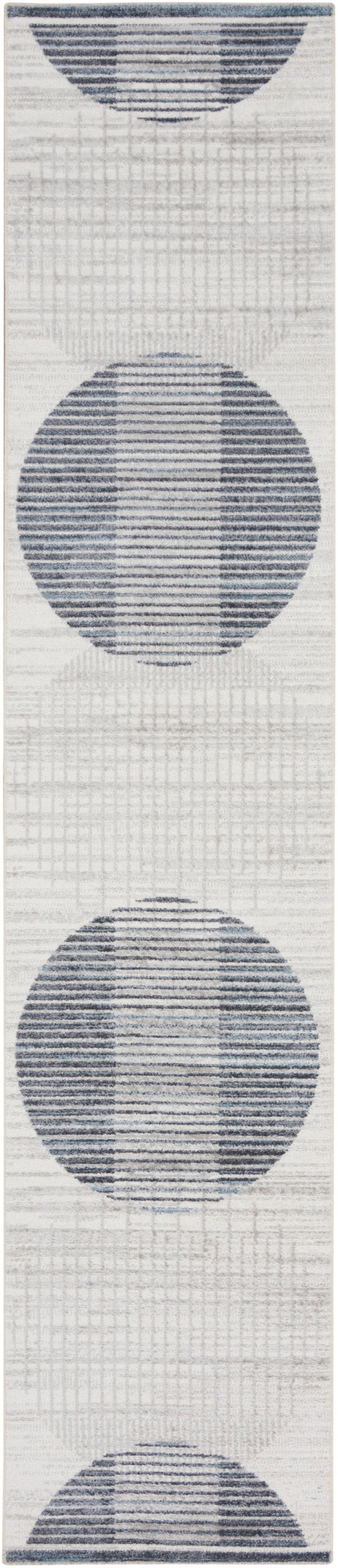 Astra Machine Washable Ivory Blue Runner Rug