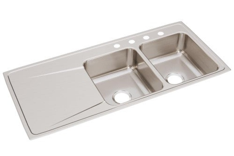 Ilr4822r4 Lustertone Classic Stainless Steel Drop In Double Bowl Kitchen Sink - 48" X 22" X 7 5/8" With 4 Holes - Stainless Steel