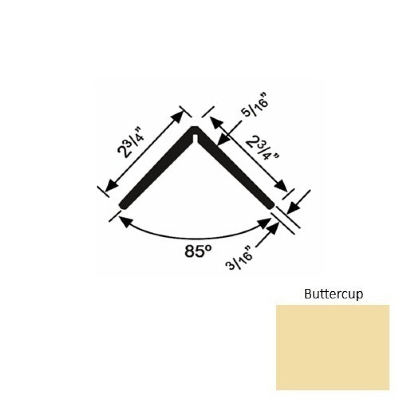 Solid 19 Butter Cup Rubber Corner Guard - 2 3/4" X 2 3/4" X 54"