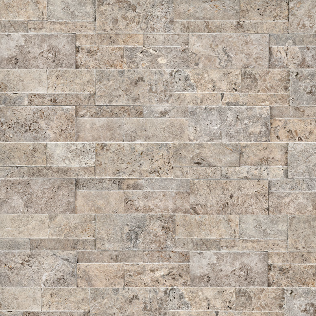 Xl Rockmount Stacked Stone Panel Silver Travertine Ledgestone - Split Face - 9" X 24"